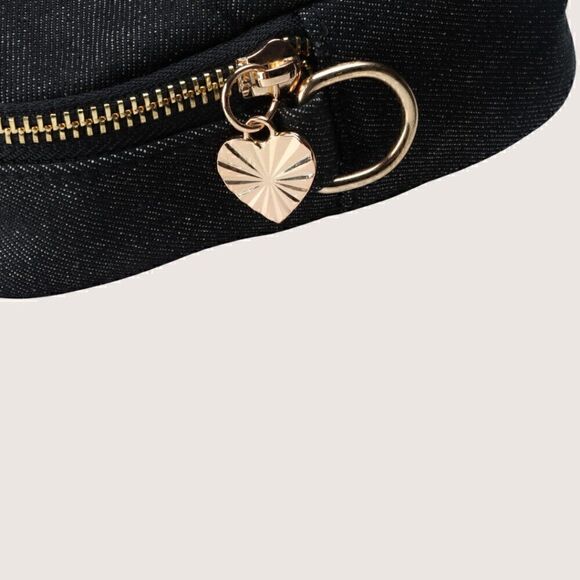 Blue Denim Crossbody Chest Fanny Pack HandBag with Gold Hardware Waist … - Picture 7 of 9